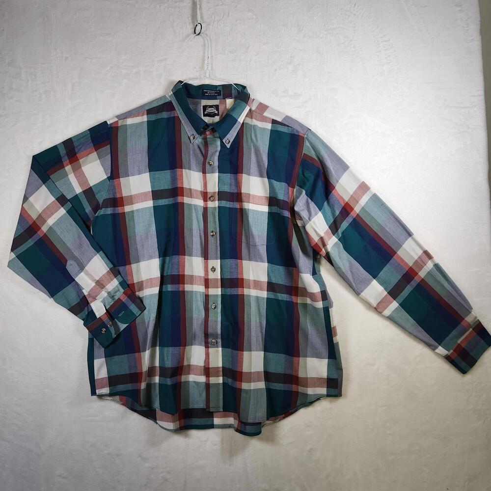 Vintage Lee Plaid Multicolor Long Sleeve Button Up Shirt Size 2XL Lightweight